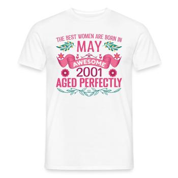 Mai 2001 anniversaire femme Mai 2001 anniversaire - T-shirt homme - blanc - Devant - AI Model Male 178 dark (178cm)