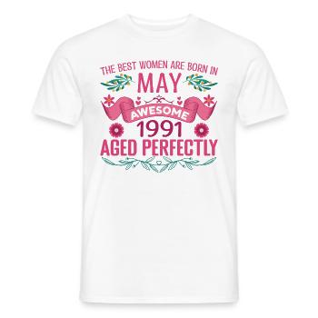 May 1991 Birthday Wife May 1991 Birthday - Men's T-Shirt - white - Front - AI Model Male 178 dark (178cm)