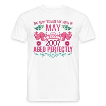 Mai 2007 anniversaire femme Mai 2007 anniversaire - T-shirt homme - blanc - Devant - AI Model Male 178 dark (178cm)
