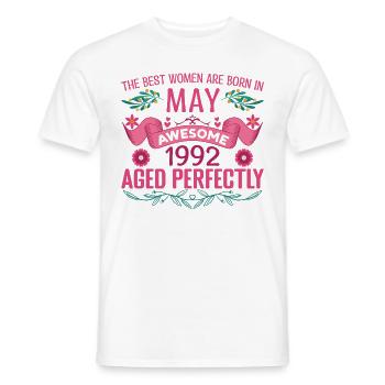 May 1992 Birthday Wife May 1992 Birthday - Men's T-Shirt - white - Front - AI Model Male 178 dark (178cm)