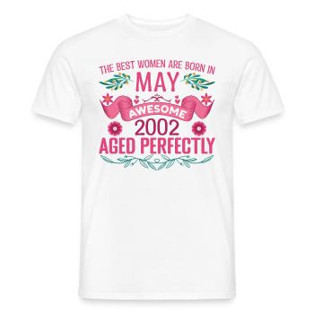 Mai 2002 anniversaire femme Mai 2002 anniversaire - T-shirt homme - blanc - Devant - AI Model Male 178 dark (178cm)