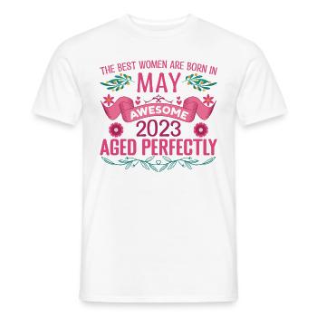 May 2023 Birthday Wife May 2023 Birthday - Men's T-Shirt - white - Front - AI Model Male 178 dark (178cm)