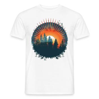 Sunset Forest Silhouette Adventure - Men's T-Shirt - white - Front - AI Model Male 178 dark (178cm)