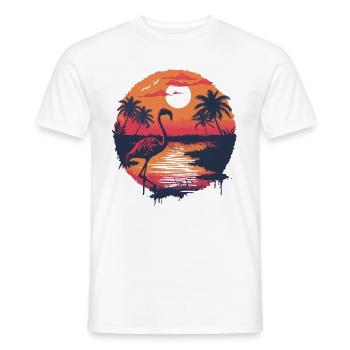 Flamingo Illustration - Men's T-Shirt - white - Front - AI Model Male 178 dark (178cm)