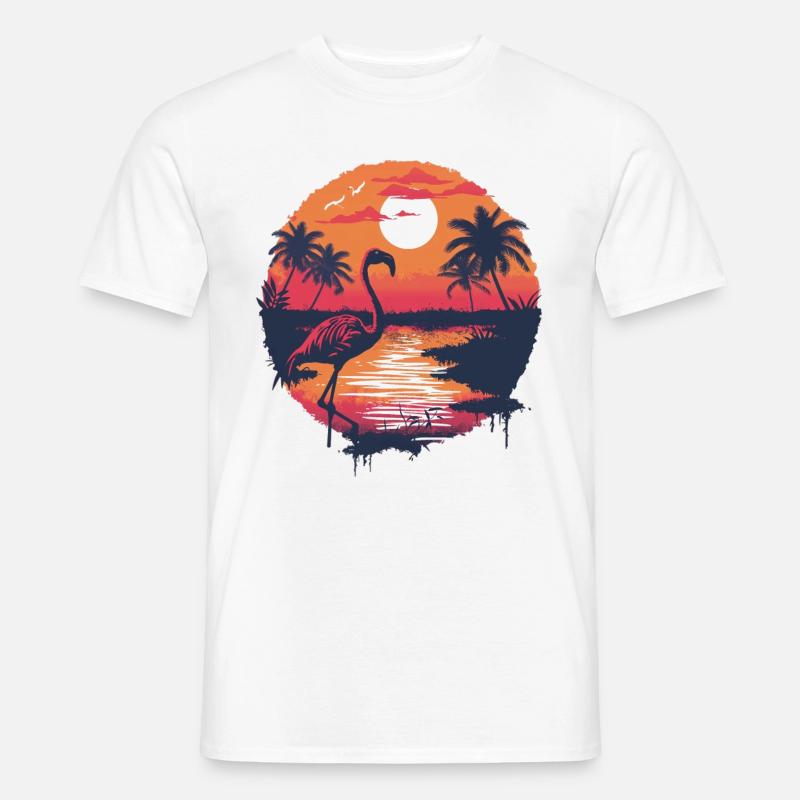Flamingo Illustration - Männer T-Shirt - Weiß