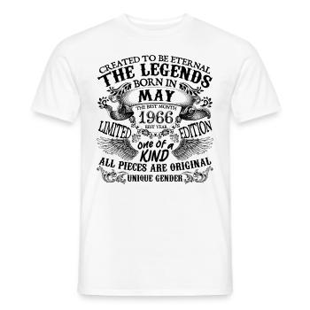 Birthday 1966 May 1966 born in May 1966 - Men's T-Shirt - white - Front - AI Model Male 178 dark (178cm)