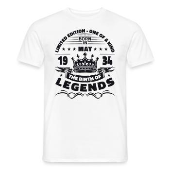 Mai 1934 Millésime 1934 Anniversaire 1934 Légende 34 - T-shirt homme - blanc - Devant - AI Model Male 178 dark (178cm)