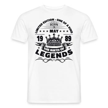 Birthday 1989 May 1989 Vintage 1989 Legend 89 - Men's T-Shirt - white - Front - AI Model Male 178 dark (178cm)