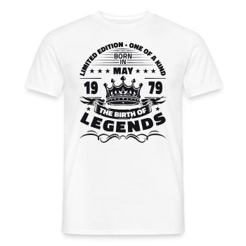 Geburtstag 1979 Mai 1979 Jahrgang 1979 Legende 79 - Männer T-Shirt - Weiß - Vorne - AI Model Male 178 dark (178cm)
