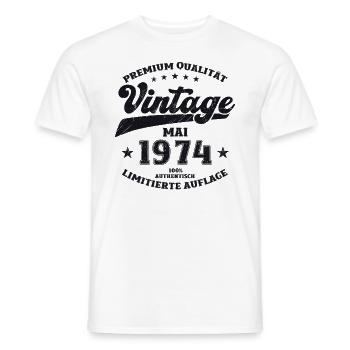 Vintage May 1974 Vintage 1974 Birthday 1974 - Men's T-Shirt - white - Front - AI Model Male 178 dark (178cm)