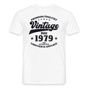 Vintage May 1979 Vintage 1979 Birthday 1979 - Men's T-Shirt - white - Front - AI Model Male 178 dark (178cm)