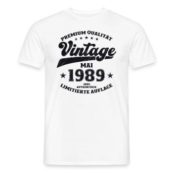 Vintage May 1989 Vintage 1989 Birthday 1989 - Men's T-Shirt - white - Front - AI Model Male 178 dark (178cm)