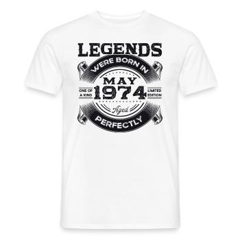 Légende Mai 1974 Millésime 1974 Anniversaire 1974 - T-shirt homme - blanc - Devant - AI Model Male 178 dark (178cm)