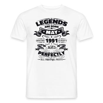 Légende Mai 1991 Millésime 1991 Anniversaire 1991 - T-shirt homme - blanc - Devant - AI Model Male 178 dark (178cm)