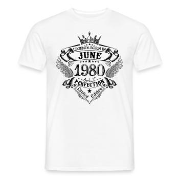 anniversaire Juin 1980 Juin anniversaire 1980 - T-shirt homme - blanc - Devant - AI Model Male 178 dark (178cm)