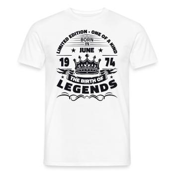 Légende Juin 1974 Millésime 1974 Anniversaire 1974 - T-shirt homme - blanc - Devant - AI Model Male 178 dark (178cm)