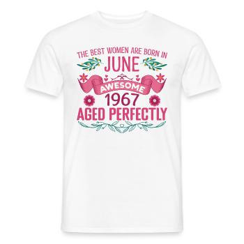 Juin 1967 anniversaire femme Juin 1967 - T-shirt homme - blanc - Devant - AI Model Male 178 dark (178cm)