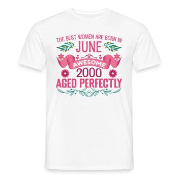 June 2000 Birthday Woman June 2000 - Men's T-Shirt - white - Front - AI Model Male 178 dark (178cm)