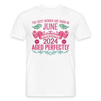 Juin 2024 anniversaire femme Juin 2024 - T-shirt homme - blanc - Devant - AI Model Male 178 dark (178cm)