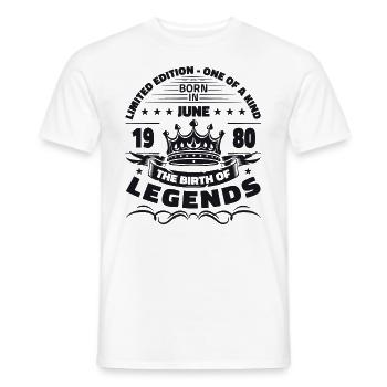Légendes Juin 1980 Millésime 1980 Anniversaire 1980 - T-shirt homme - blanc - Devant - AI Model Male 178 dark (178cm)