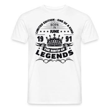 Millésime Juin 1991 Millésime 1991 Anniversaire 1991 - T-shirt homme - blanc - Devant - AI Model Male 178 dark (178cm)