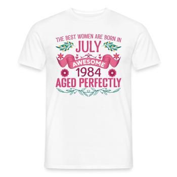 Juillet 1984 anniversaire femme Juillet 1984 - T-shirt homme - blanc - Devant - AI Model Male 178 dark (178cm)