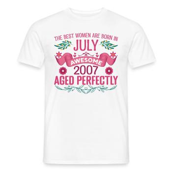 Juillet 2007 anniversaire femme Juillet 2007 - T-shirt homme - blanc - Devant - AI Model Male 178 dark (178cm)