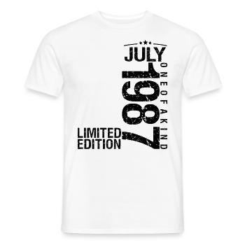 NDMO227Anniversaire 1987 Juillet 1987 Juillet 1987 - T-shirt homme - blanc - Devant - AI Model Male 178 dark (178cm)