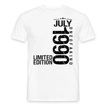 Anniversaire 1990 Juillet 1990 Juillet 1990 - T-shirt homme - blanc - Devant - AI Model Male 178 dark (178cm)
