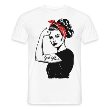 Girl Power Girl Power Grl Pwr Femme Fille Rétro - T-shirt homme - blanc - Devant - AI Model Male 178 dark (178cm)