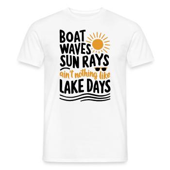Bateau, vagues, rayons de soleil, journées en mer, été, vacances - T-shirt homme - blanc - Devant - AI Model Male 178 dark (178cm)