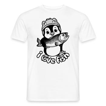 Pinguin Mit Fisch - Ich Liebe Fische - Männer T-Shirt - Weiß - Vorne - AI Model Male 178 dark (178cm)