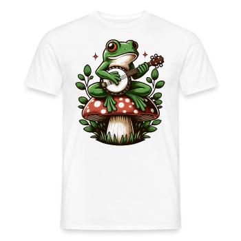 Cottagecore Grenouille Jouant du Banjo Champignon - T-shirt homme - blanc - Devant - AI Model Male 178 dark (178cm)