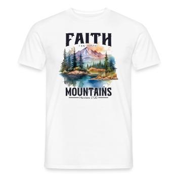 Faith can move Mountains, Matthew 17:20 - Men's T-Shirt - white - Front - AI Model Male 178 dark (178cm)