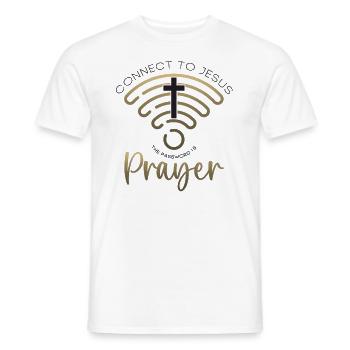 Connectez-vous à Jésus, le mot de passe est la prière - T-shirt homme - blanc - Devant - AI Model Male 178 dark (178cm)