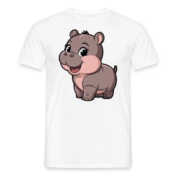 Niedliches Moo Deng Hippo Cartoon-Design - Männer T-Shirt - Weiß - Vorne - AI Model Male 178 dark (178cm)