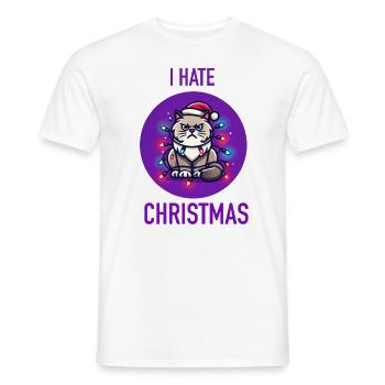 Chat de Noël - T-shirt homme - blanc - Devant - AI Model Male 178 dark (178cm)