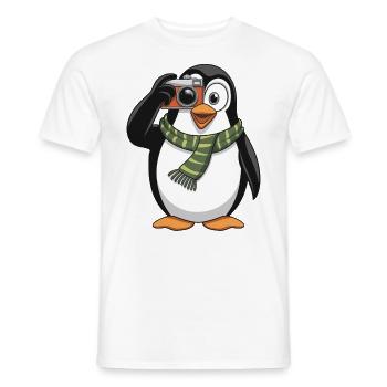 Pingouin mignon avec appareil photo pour les amoureux des animaux - T-shirt homme - blanc - Devant - AI Model Male 178 dark (178cm)