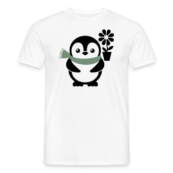 Pingouin mignon avec fleur pour tout le monde - T-shirt homme - blanc - Devant - AI Model Male 178 dark (178cm)