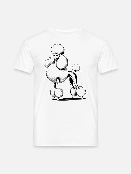 Eleganter Pudel Im Stilvollen Look - Männer T-Shirt - Weiß