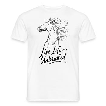 Live Life Unbridled Horse Lover - Men's T-Shirt - white - Front - AI Model Male 178 dark (178cm)