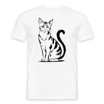 Elegant Cat Illustration for Cat Lover - Men's T-Shirt - white - Front - AI Model Male 178 dark (178cm)