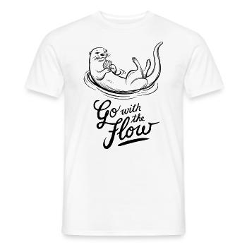 Motif de loutre décontracté : Laissez-vous porter par le courant - T-shirt homme - blanc - Devant - AI Model Male 178 dark (178cm)