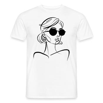 Elegante Frau Mit Sonnenbrille Linienkunst - Männer T-Shirt - Weiß - Vorne - AI Model Male 178 dark (178cm)