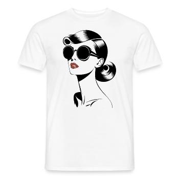 Retro Stilvolle Dame Mit Sonnenbrille - Männer T-Shirt - Weiß - Vorne - AI Model Male 178 dark (178cm)