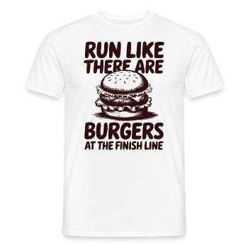 Laufen Wie Ein Marathonläufer, Burger Am Ziel - Männer T-Shirt - Weiß - Vorne - AI Model Male 178 dark (178cm)