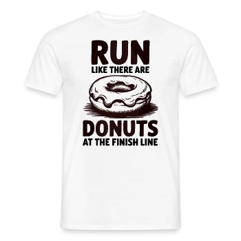 Run like a marathon runner with donuts at the finish line - Men's T-Shirt - white - Front - AI Model Male 178 dark (178cm)