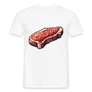Steak Filet Pixel Icon - T-shirt homme - blanc - Devant - AI Model Male 178 dark (178cm)