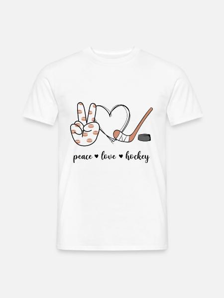 Peace Love Hockey - Männer T-Shirt - Weiß