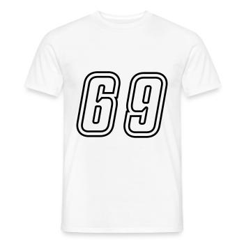 69 Zahl nummer - Männer T-Shirt - Weiß - Vorne - AI Model Male 178 dark (178cm)